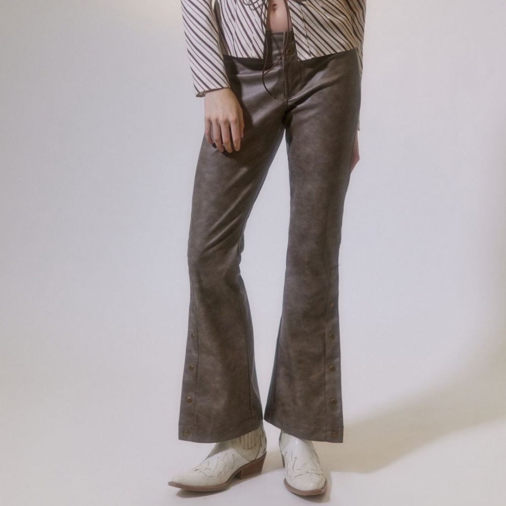 NWT UO Faux Leather Cowboy Bootcut Snap Phoebe Pants